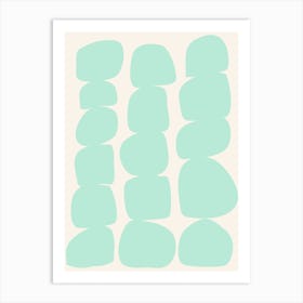 Abstract Geometric  Shapes in Mint Green Art Print