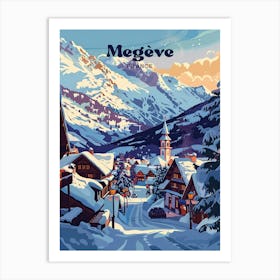 Megeve France Winter Digital Travel Art Art Print