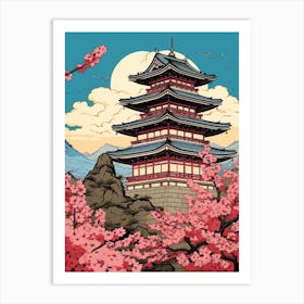 Gifu Castle, Japan Vintage Travel Art 3 Art Print
