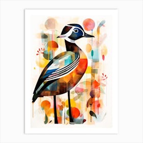 Bird Painting Collage Wood Duck 4 Art Print