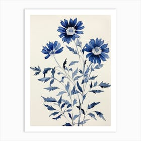 Blue Botanical Asters 5 Art Print