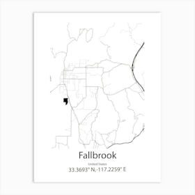 Fallbrook,United States Minimalist Map Art Print