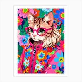 Cat In Glasses 1 Art Print