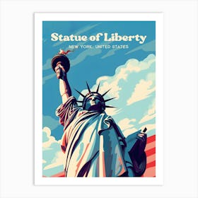 Statue of Liberty New York Freedom Modern Travel Illustration Art Print