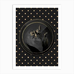 Shadowy Vintage Bandana of the Everglades Botanical in Black and Gold n.0073 Art Print