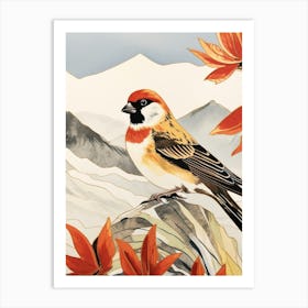 Bird Illustration Sparrow 1 Art Print