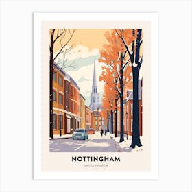 Vintage Winter Travel Poster Nottingham United Kingdom 3 Art Print