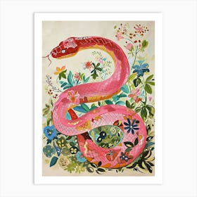 Floral Animal Painting Snake 3 Art Print