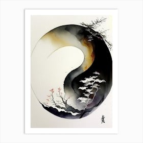 Repeat 7 Yin And Yang Japanese Ink Art Print