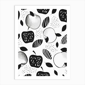 Black And White Apple Pattern 1 Art Print