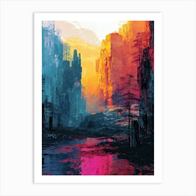 Sunset In The City | Pixel Art Series 1 Art Print