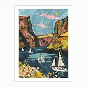 Sailboats On The Cliffs Art Print