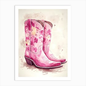 Pink Cowboy Boots 2 Art Print