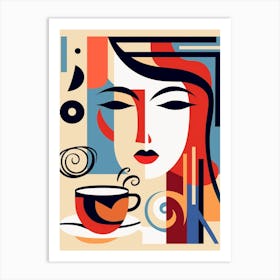 Geometric Coffee Face 4 Art Print