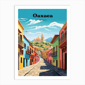 Oaxaca Mexico Cobblestreet Modern Travel Illustration Art Print