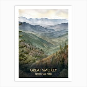 Great Smokey Park Watercolour 2 Art Print