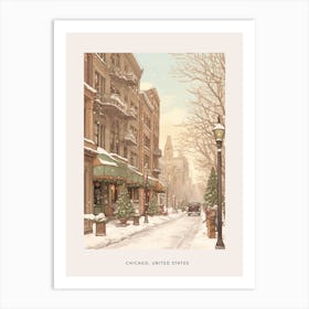 Vintage Winter Poster Chicago Usa 3 Art Print