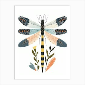 Colourful Insect Illustration Damselfly 5 Art Print
