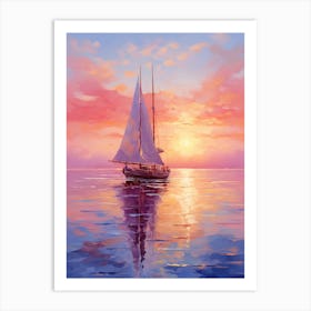 Sailboat At Sunset 15 Art Print