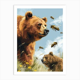 Colletidae Bee Storybook Illustration 2 Art Print