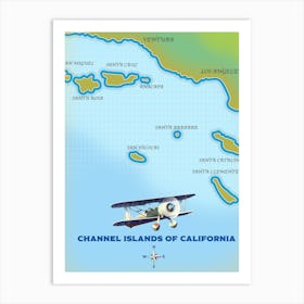 Channel Islands Of California Travel map Art Print