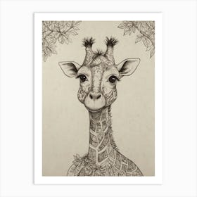 Giraffe Drawing Art Print
