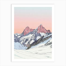 Monte Rosa Switzerland Italy Color Line Drawing (5) Art Print