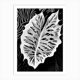 Marshmallow Leaf Linocut 2 Art Print