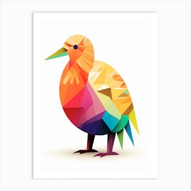 Colourful Geometric Bird Kiwi 2 Art Print