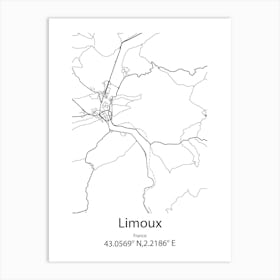 Limoux,France Minimalist Map Art Print