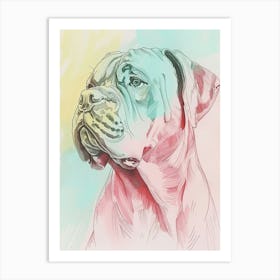 Mastiff Dog Pastel Line Painting 3 Art Print