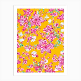 Tiger Lily Floral Print Retro Pattern 1 Flower Art Print