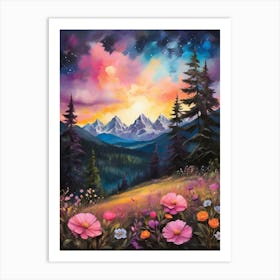 Sunset In The Mountains 29 Art Print