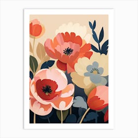 Wildflower and Peony Still Life Art Print