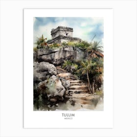 Tulum Mexico Watercolour Travel Poster 2 Art Print