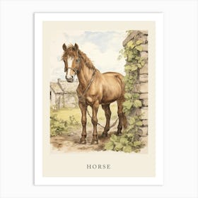 Beatrix Potter Inspired  Animal Watercolour Horse 1 Art Print