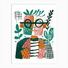 Portrait Of A Man With Glasses 1 Art Print