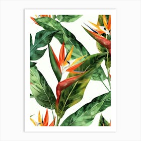 Bird Of Paradise Seamless Pattern 5 Art Print