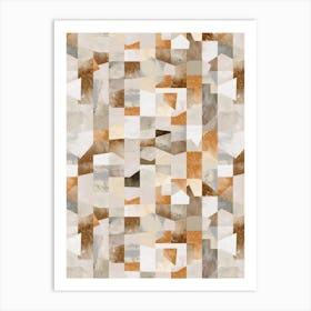 Collage Texture Shapes Gold Art Print