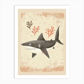 Cute Muted Pastels Shark & Coral 4 Art Print