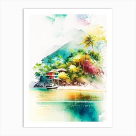 Ilha Grande Brazil Watercolour Pastel Tropical Destination Art Print