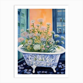 A Bathtube Full Of Queen Anne S Lace In A Bathroom 2 Art Print