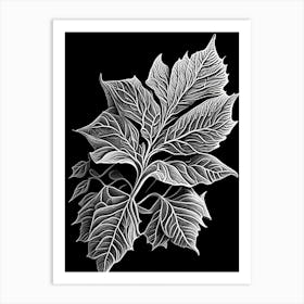 Witch Hazel Leaf Linocut 3 Art Print