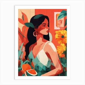 Girl Holding Watermelon-Festival Vibes Art Print