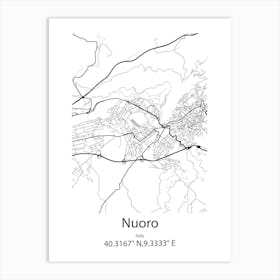 Nuoro,Italy Minimalist Map Art Print