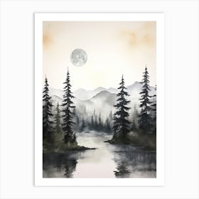 Watercolour Of Great Bear Rainforest   British Columbia Canada 1 Art Print