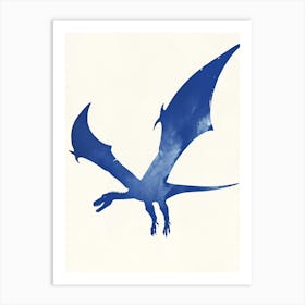 Blue Pterodactyl Dinosaur Silhouette 1 Art Print