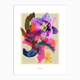 Hellebore 2 Neon Flower Collage Poster Art Print