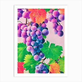 Grapes Risograph Retro Poster Fruit Art Print