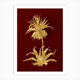 Vintage Fritillaries Botanical in Gold on Red n.0505 Art Print